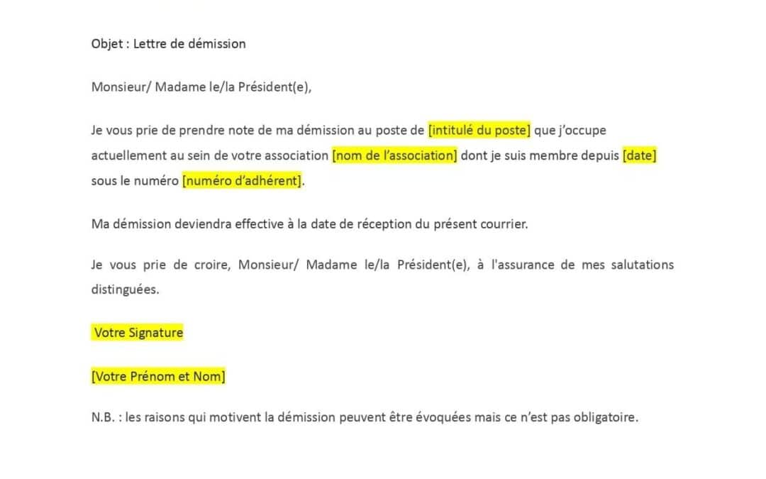 Comment rédiger un exemple lettre de démission association professionnelle : guide pratique