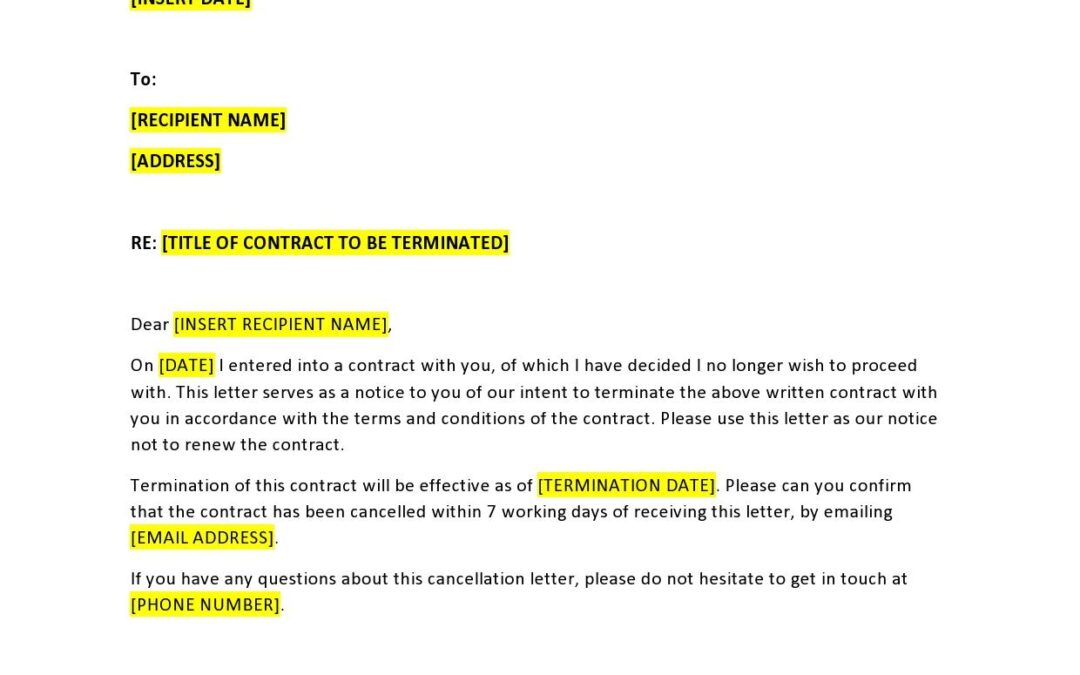 Lettre de résiliation assurance responsabilité civile
