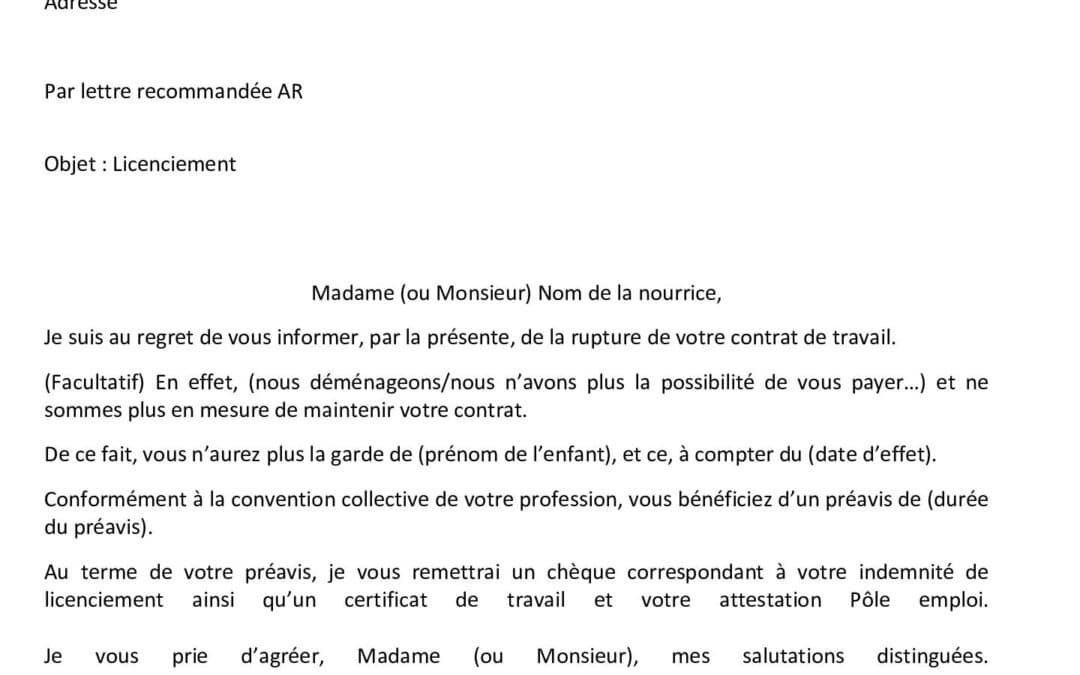 Comment rédiger une lettre licenciement assistante maternelle : conseils et astuces